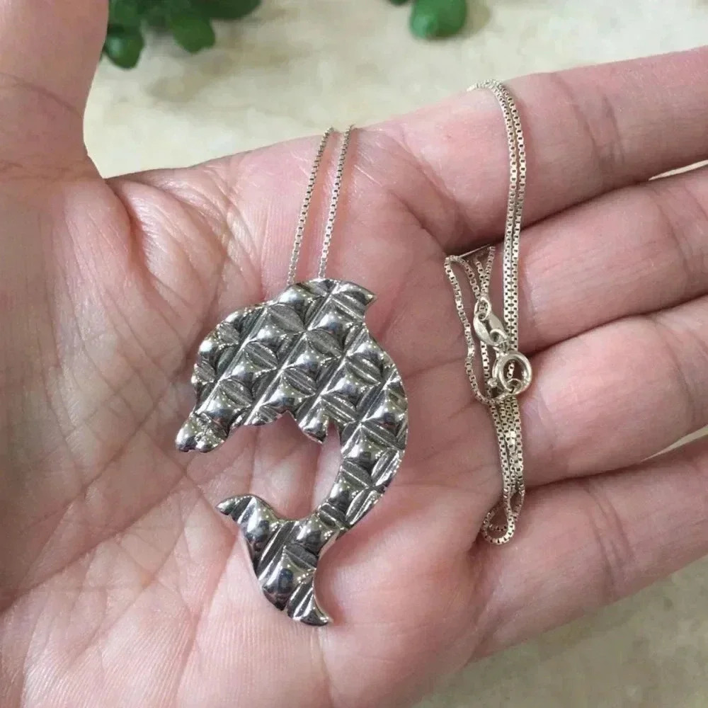 Dolphin, Dolphin Necklace,Surfer Jewelry, Sterling Silver Dolphin, Mens Fashion,
